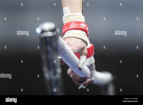 State College, Pennsylvania, USA. 23rd Mar, 2019. A gymnast warms up on ...