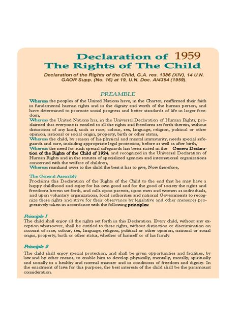 United Nations Declaration Rights of Child | PDF