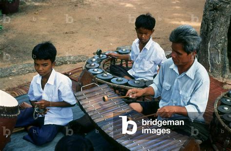 Image of Cambodia: A pinpeat or traditional Khmer musical ensemble, Ta Prohm