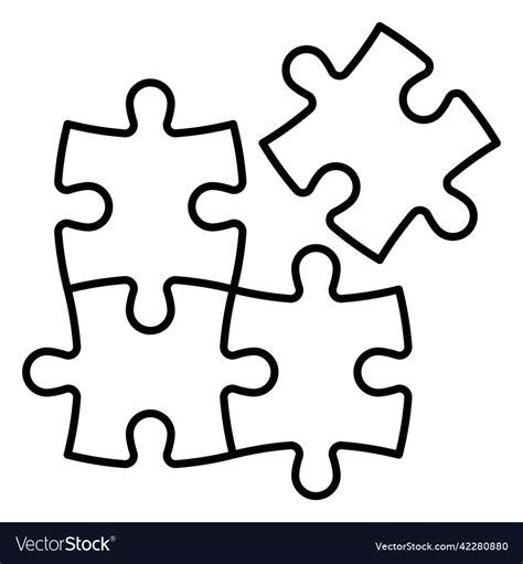 Jigsaw puzzle pieces thin line icon Royalty Free Vector