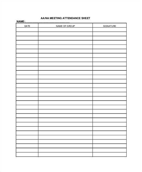 Template Attendance Sheet | DocTemplates