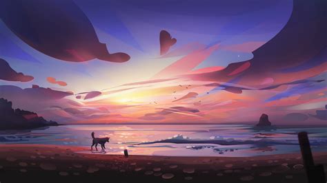 1920x1080 Dog Beach Minimal Art Laptop Full HD 1080P ,HD 4k Wallpapers,Images,Backgrounds,Photos ...