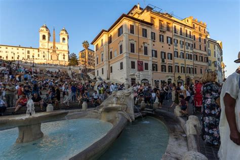 Sunset View of Spanish Steps and Piazza Di Spagna in City of Rome ...