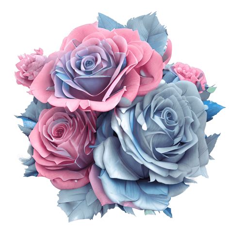 Hyperdetailed Realistic Blue and Pink Rose Bouquet · Creative Fabrica