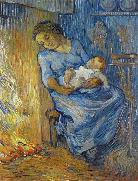 Woman with child at home, 1889 Painting by Vincent Van Gogh - Pixels