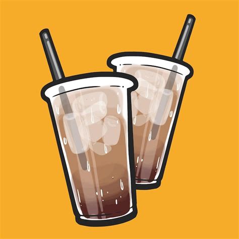 Premium Vector | Couple of ice coffee latte cup illustration