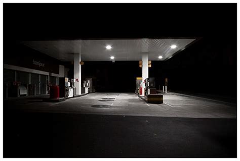 Gas station at night on Behance | Gas station, Night photography, Light in the dark