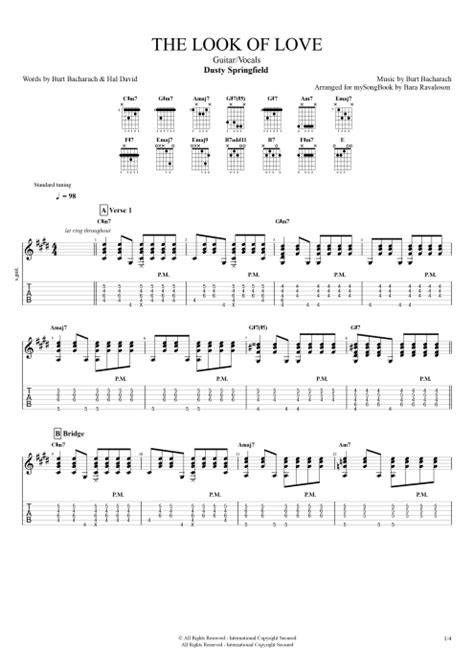 The Look of Love by Dusty Springfield - Guitar & Vocals Guitar Pro Tab | mySongBook.com