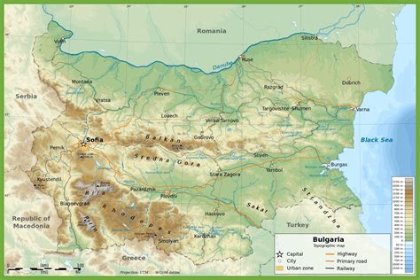 България физическа карта на България топографическая карта (Източна ...