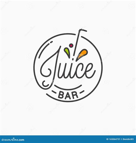 Juice Bar Logo. Round Linear Logo of Juice Splash Stock Vector ...