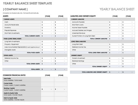 Free Balance Sheet Templates | Smartsheet