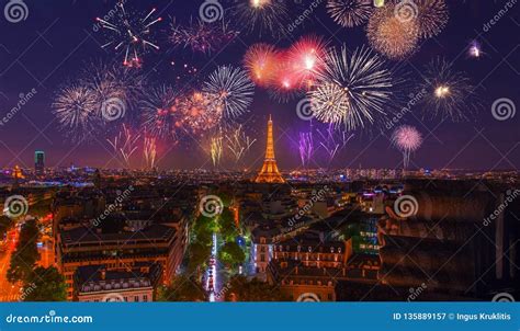 Beautiful Eiffel Tower Fireworks Near the Eiffel Tower Editorial Photography - Image of downtown ...