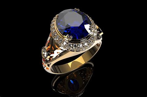 MEN RING ROYAL BLUE SAPPHIRE 3D model 3D printable | CGTrader