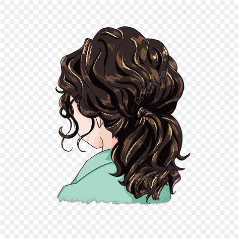 Curly Hair Hd Transparent, Back Curly Hair Clip Art, Lip Drawing, Back, Back View PNG Image For ...