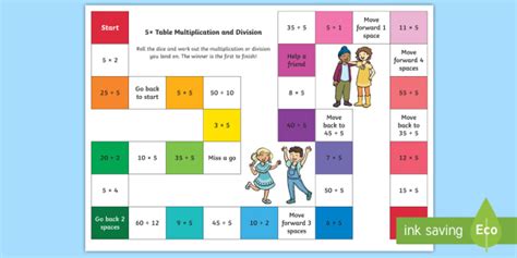 5 Times Table Multiplication And Division Board Game