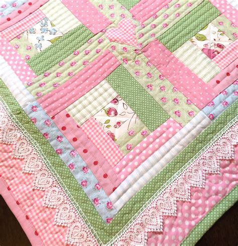 Lace baby girl quilt Modern Baby Quilt baby by ChristineJDesigns