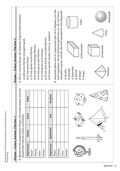 Sekundarstufe Unterrichtsmaterial Mathematik Geometrie Geometrie, 10-Minuten-Grundlagentraining