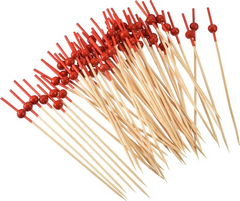 Amazon.com | uxcell Cocktail Toothpicks, 100Pcs 4.72" Bamboo Red Pearl ...