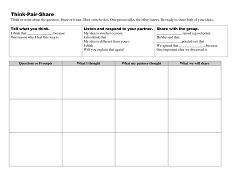 ️Think Pair Share Worksheet Free Download| Gambr.co