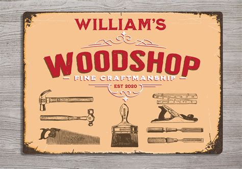 Wood Shop Sign Personalized Metal Sign the Perfect Gift for Any Woodworker. - Etsy