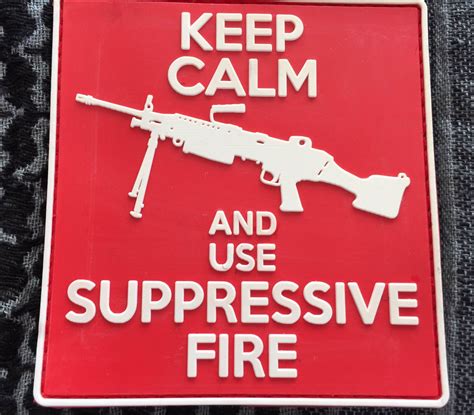 3D Rubber MORALE PATCH: "Keep calm and use suppressive fire" | MORALE ...