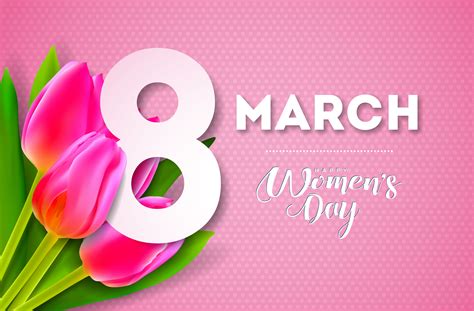 Happy Women's Day Illustration with Tulip Bouquet and 8 March ...