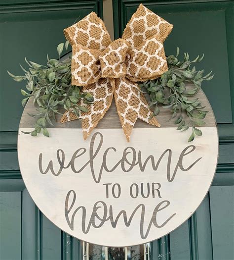 Welcome to Our Home Door Hanger Wood Round Door Hanger | Etsy