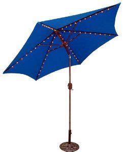 Tropishade Tropilight LED Lighted 9 ft Bronze Aluminum Market Umbrella with Royal Blue Polyester ...