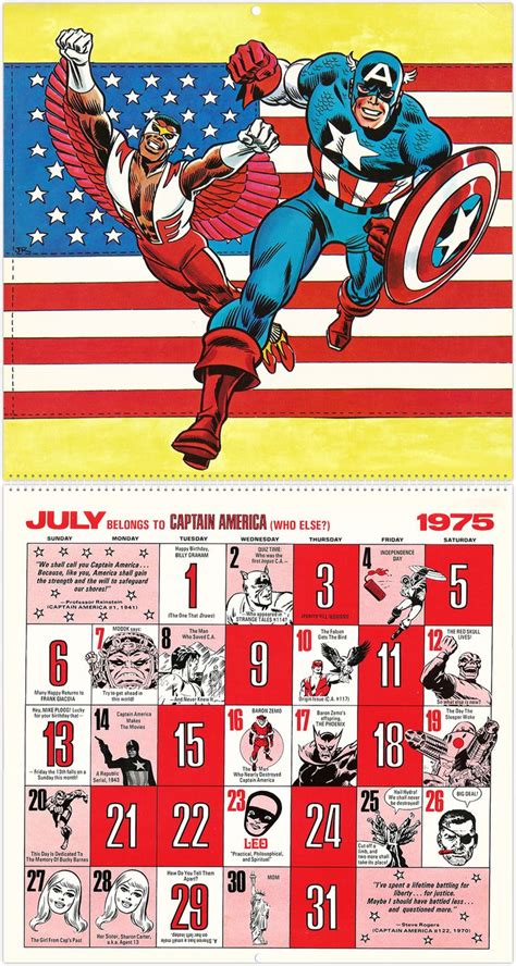 Marvel calendar, Captain america, Splash page