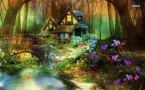 Enchanted forest hut HD wallpaper | Fantasy landscape, Forest wallpaper, Backdrops