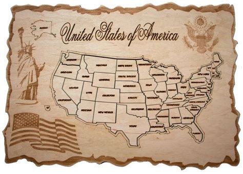 Wooden Map of the USA, wooden map state of, 50 state USA Wooden Map ...