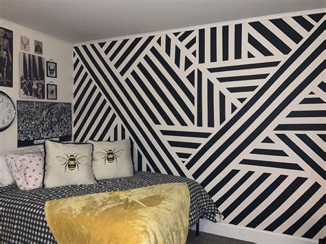 Black and white geometric | Bedroom wall paint, Bedroom wall designs, Geometric wall paint