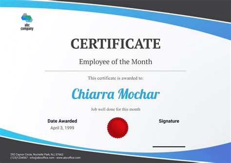 Employee of the Month Certificate Template - PDF Templates | Jotform