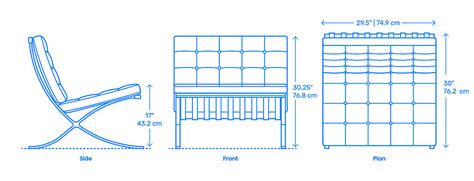 Barcelona Chair Dimensions & Drawings | Dimensions.Guide