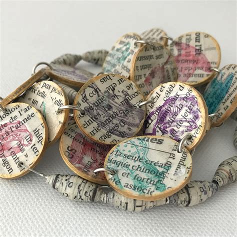 Upcycled Jewelry. Paper Jewelry. Recycled Beads. Paper Necklace. Ready to Ship. Letters &words ...