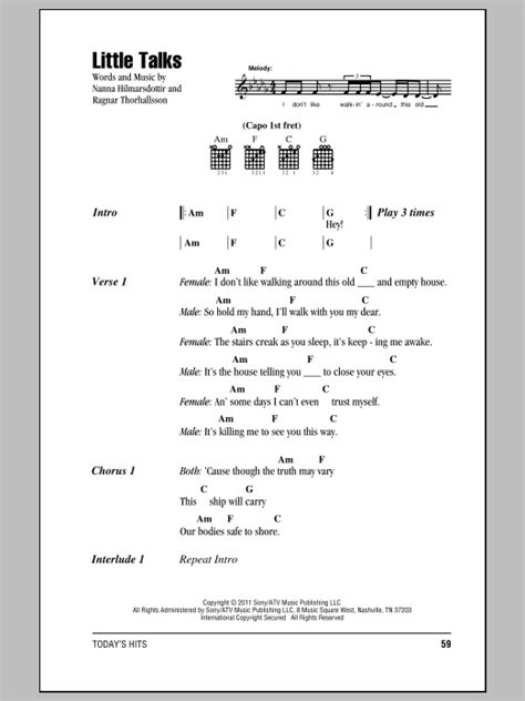 Little Talks by Of Monsters And Men - Guitar Chords/Lyrics - Guitar ...