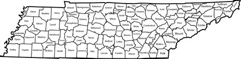 Tennessee County Outline Map