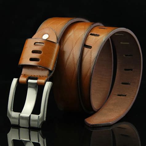 Mens Genuine Leather Man Belt Luxury Strap Male Belts For Men New Fashion Vintage Pin Buckle ...