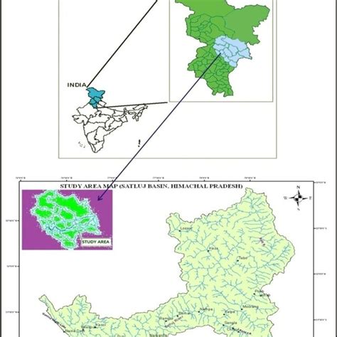 Schematic showing the study area map of Satluj River Basin upto Bhakra ...