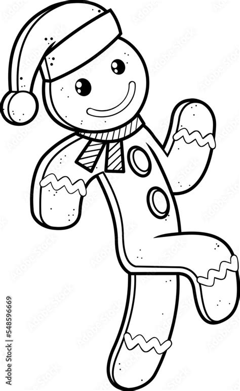 Outlined Christmas Gingerbread Man Cartoon Character Running. Vector ...