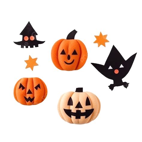 Top View Of Halloween Crafts, Orange Pumpkin, Ghost, Bat And Spider PNG Transparent Image and ...