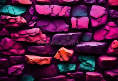 Brick Wall. Neon Stone Texture Stock Illustration - Illustration of ...