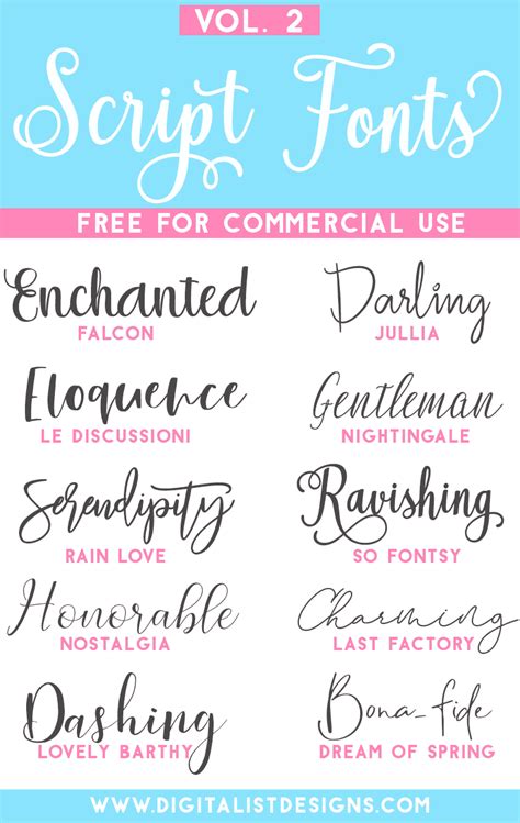 Free Script Fonts for Commercial Use Vol. 2 - DigitalistDesigns | Font di calligrafia, Scrittura ...