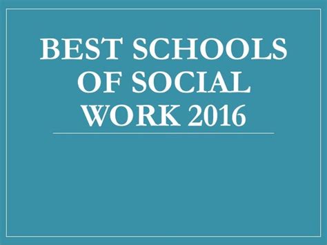 Best Schools of Social Work 2016