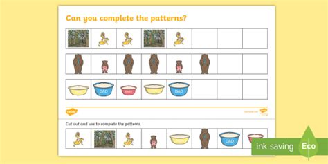 Goldilocks and the Three Bears Pattern Worksheet