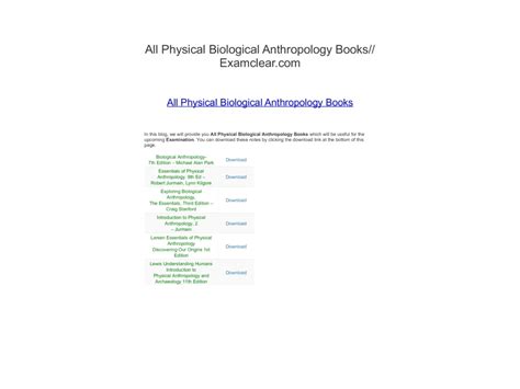 PPT - All Physical Biological Anthropology Books//Examclear.com ...