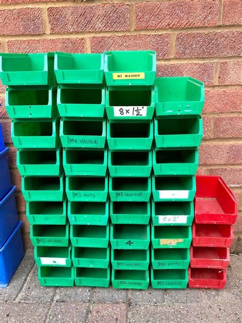 50p EACH BIN Plastic Storage Bins - Stackable - Garage - Home - Workshop - Used | in Melton ...