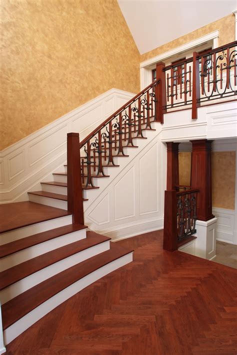 Custom mahogany staircase with cherry stair treads and solid cherry ...