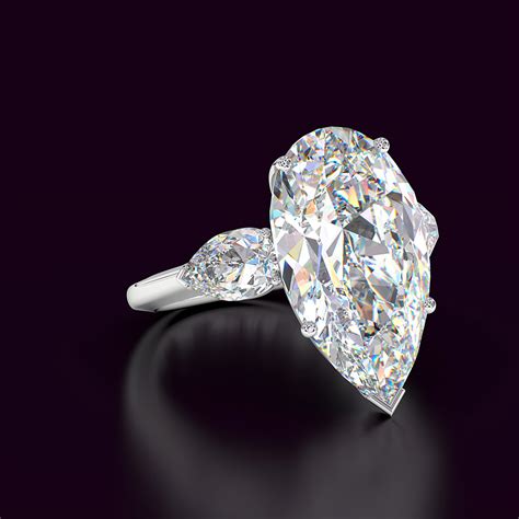 10 Carat Pear Shape Diamond Three Stone Engagement Ring