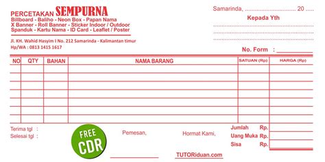 download desain nota format cdr